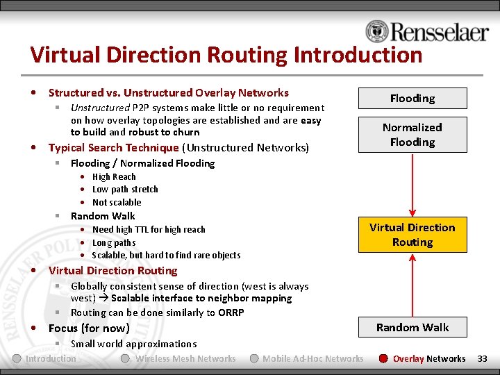 Virtual Direction Routing Introduction • Structured vs. Unstructured Overlay Networks § Unstructured P 2
