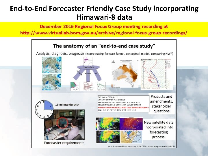 End-to-End Forecaster Friendly Case Study incorporating Himawari-8 data December 2016 Regional Focus Group meeting