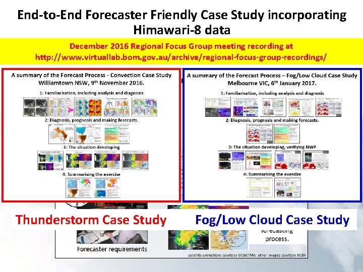 End-to-End Forecaster Friendly Case Study incorporating Himawari-8 data December 2016 Regional Focus Group meeting