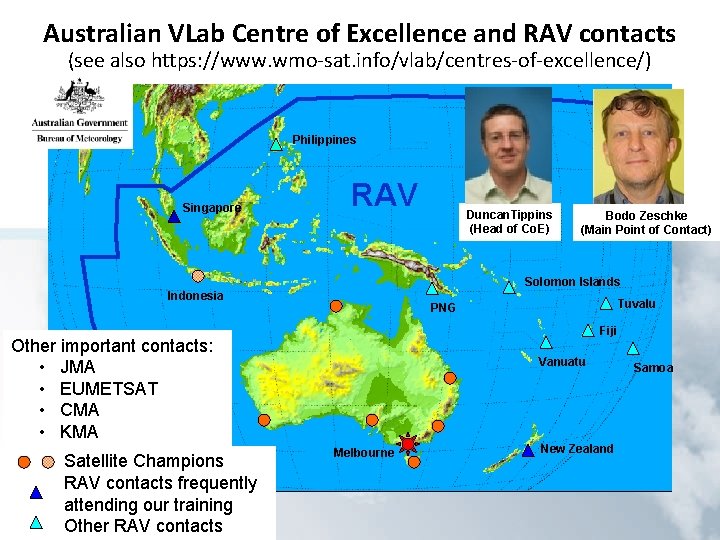 Australian VLab Centre of Excellence and RAV contacts (see also https: //www. wmo-sat. info/vlab/centres-of-excellence/)