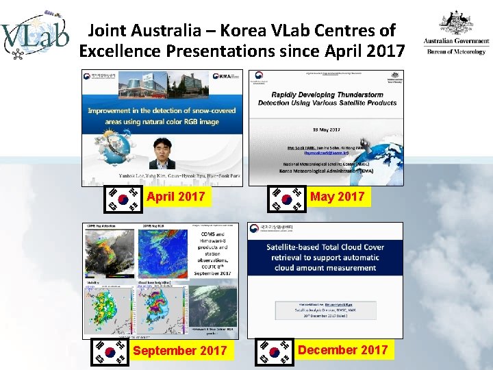 Joint Australia – Korea VLab Centres of Excellence Presentations since April 2017 September 2017
