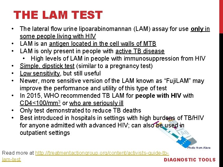 THE LAM TEST • The lateral flow urine lipoarabinomannan (LAM) assay for use only