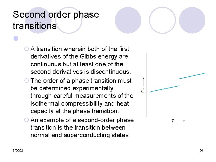 Second order phase transitions l ¡ A transition wherein both of the first derivatives