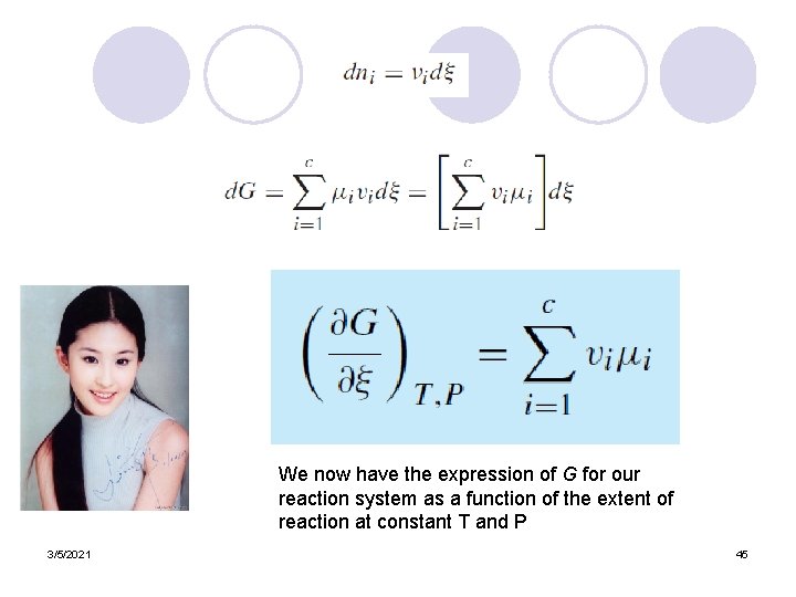 We now have the expression of G for our reaction system as a function
