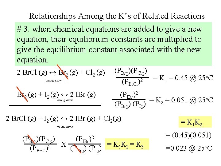 Relationships Among the K’s of Related Reactions # 3: when chemical equations are added