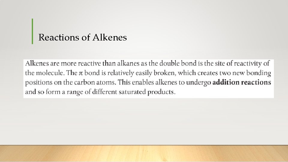 Reactions of Alkenes 
