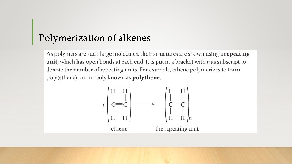 Polymerization of alkenes 