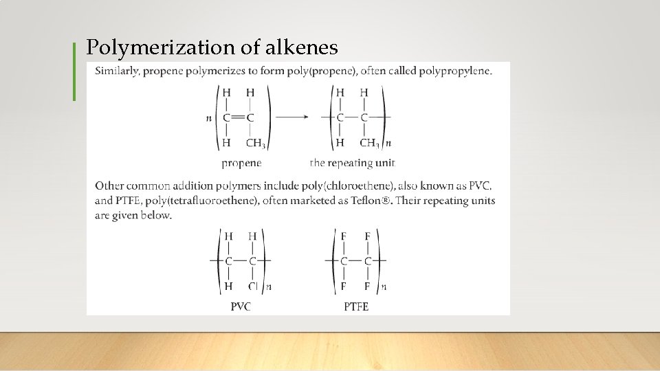 Polymerization of alkenes 