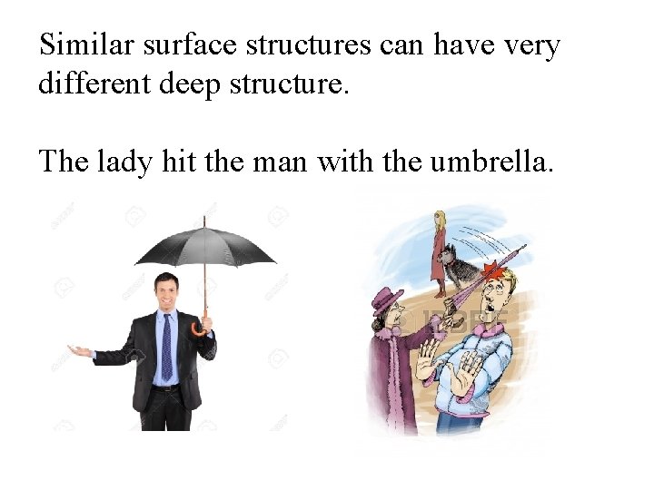 Similar surface structures can have very different deep structure. The lady hit the man