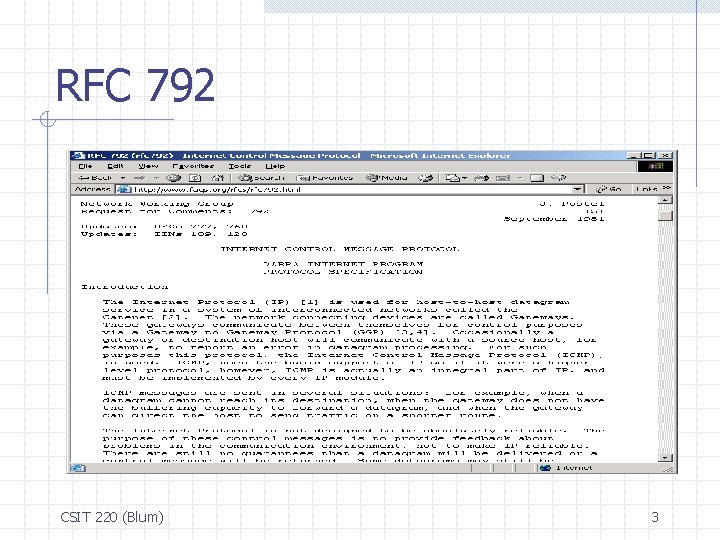 RFC 792 CSIT 220 (Blum) 3 