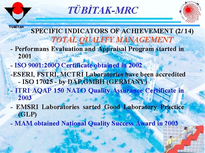 TÜBİTAK-MRC TÜBİTAK SPECIFIC INDICATORS OF ACHIEVEMENT (2/ 14) TOTAL QUALITY MANAGEMENT - Performans Evaluation