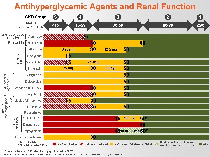 Antihyperglycemic Agents and Renal Function CKD Stage e. GFR (m. L/min/1. 73 m 2)