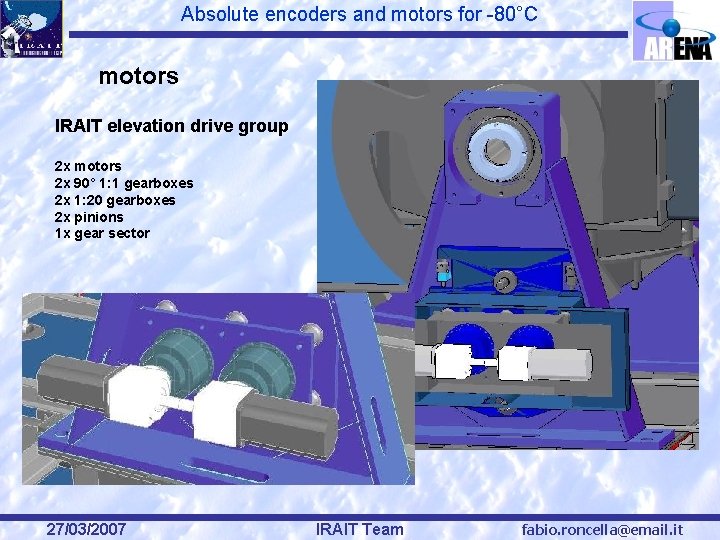 Absolute encoders and motors for -80°C motors IRAIT elevation drive group 2 x motors