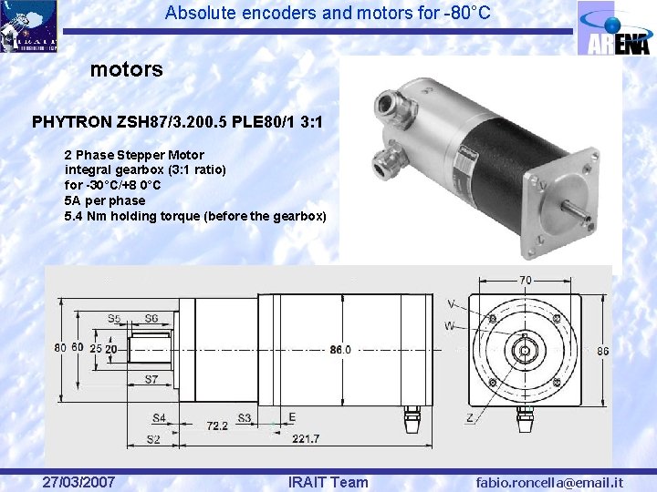 Absolute encoders and motors for -80°C motors PHYTRON ZSH 87/3. 200. 5 PLE 80/1