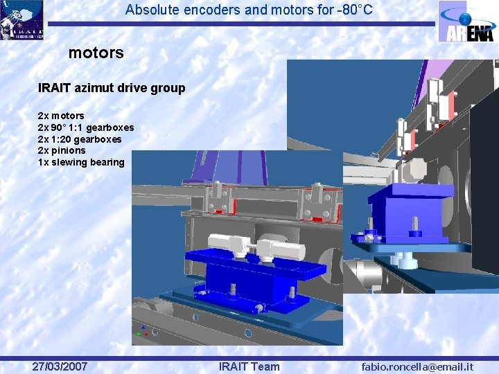 Absolute encoders and motors for -80°C motors IRAIT azimut drive group 2 x motors