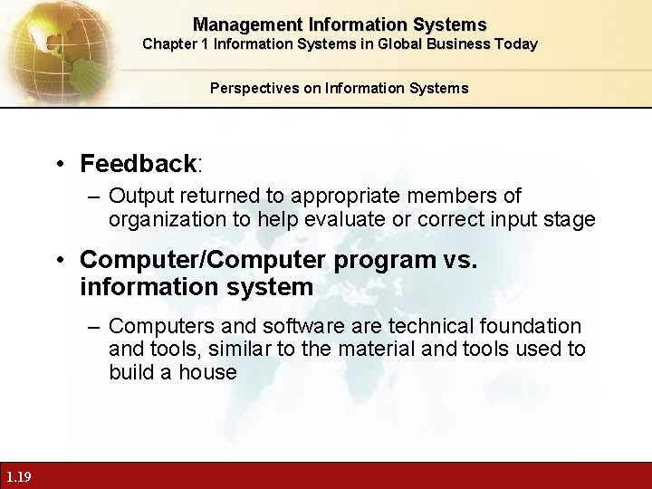 Management Information Systems Chapter 1 Information Systems in Global Business Today Perspectives on Information