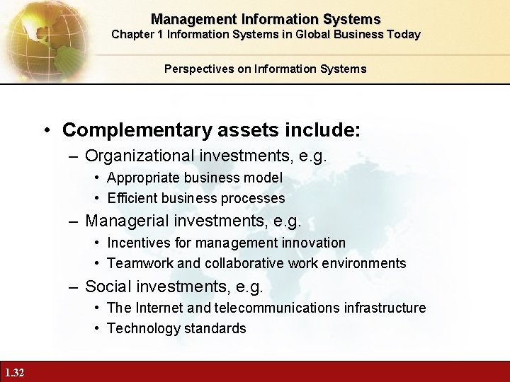 Management Information Systems Chapter 1 Information Systems in Global Business Today Perspectives on Information