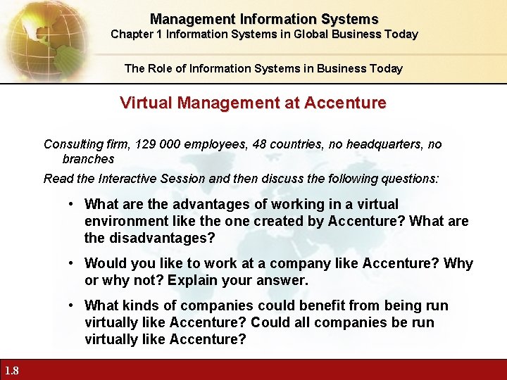 Management Information Systems Chapter 1 Information Systems in Global Business Today The Role of