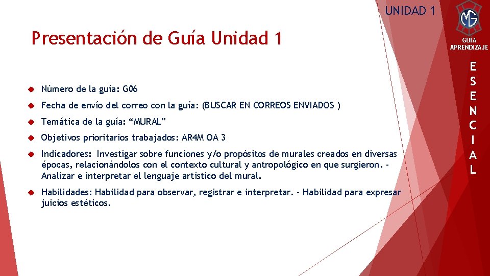 UNIDAD 1 Presentación de Guía Unidad 1 Número de la guía: G 06 Fecha