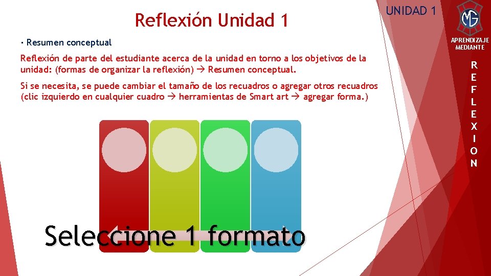 Reflexión Unidad 1 · Resumen conceptual Reflexión de parte del estudiante acerca de la