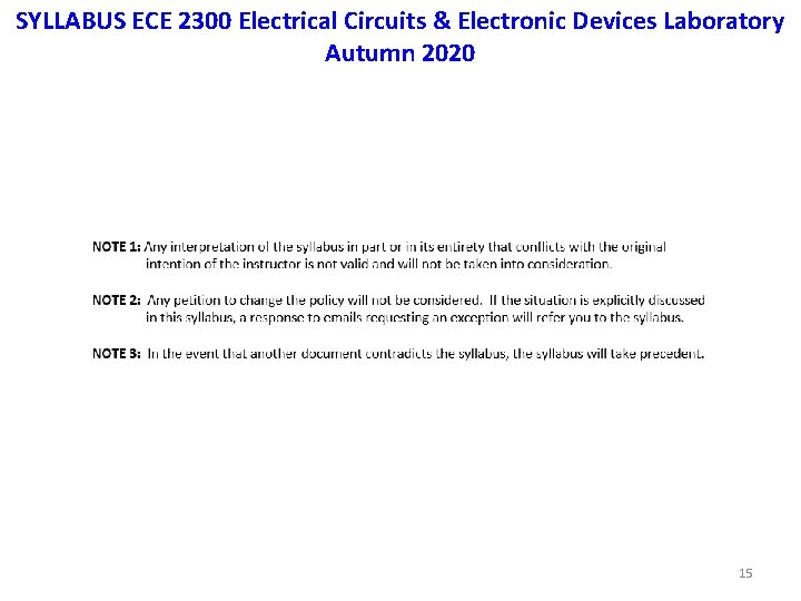 SYLLABUS ECE 2300 Electrical Circuits & Electronic Devices Laboratory Autumn 2020 15 
