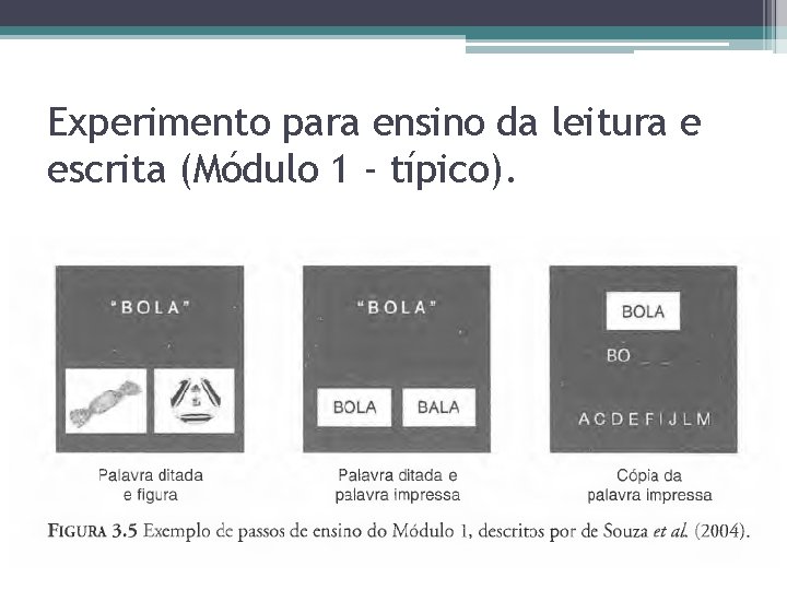 Experimento para ensino da leitura e escrita (Módulo 1 - típico). 