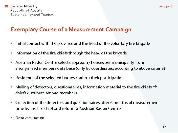 bmnt. gv. at Exemplary Course of a Measurement Campaign • Initial contact with the