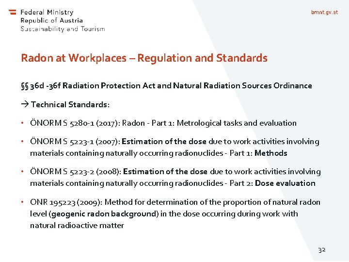 bmnt. gv. at Radon at Workplaces – Regulation and Standards §§ 36 d -36