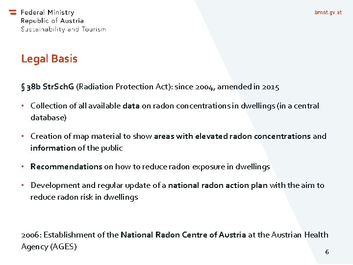 bmnt. gv. at Legal Basis § 38 b Str. Sch. G (Radiation Protection Act):