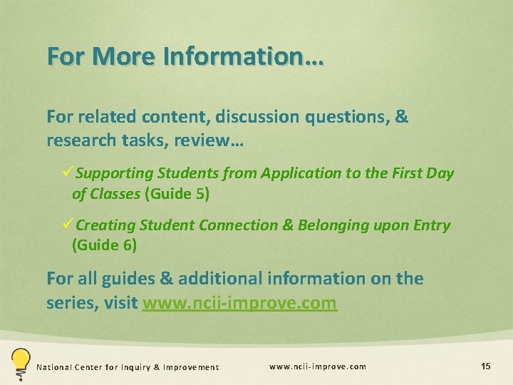 For More Information… For related content, discussion questions, & research tasks, review… üSupporting Students