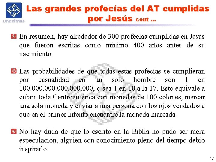 Las grandes profecías del AT cumplidas por Jesús cont … En resumen, hay alrededor