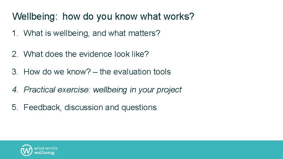 Wellbeing: ‘how do you know what works? 1. What is wellbeing, and what matters?