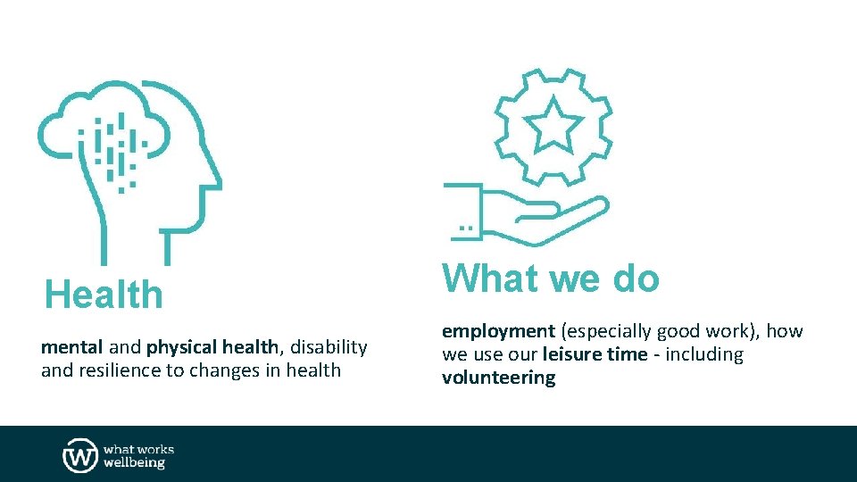 Health mental and physical health, disability and resilience to changes in health What we