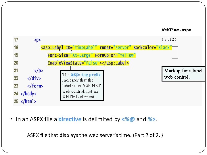 Web. Time. aspx ( 2 of 2 ) The asp: tag prefix indicates that