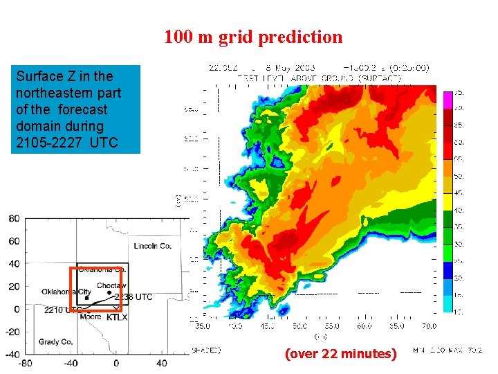 100 m grid prediction Surface Z in the northeastern part of the forecast domain