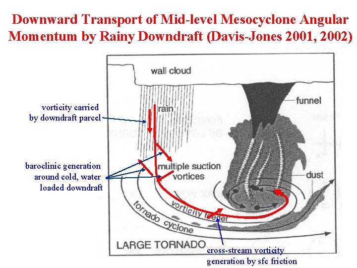 Downward Transport of Mid-level Mesocyclone Angular Momentum by Rainy Downdraft (Davis-Jones 2001, 2002) vorticity
