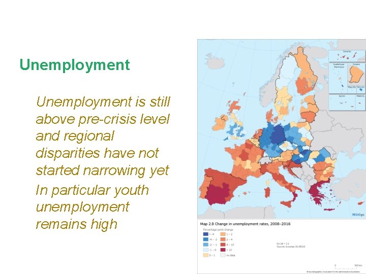 Unemployment • Unemployment is still above pre-crisis level and regional disparities have not started