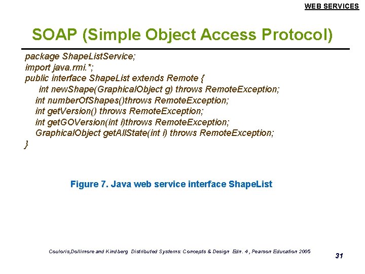 WEB SERVICES SOAP (Simple Object Access Protocol) package Shape. List. Service; import java. rmi.