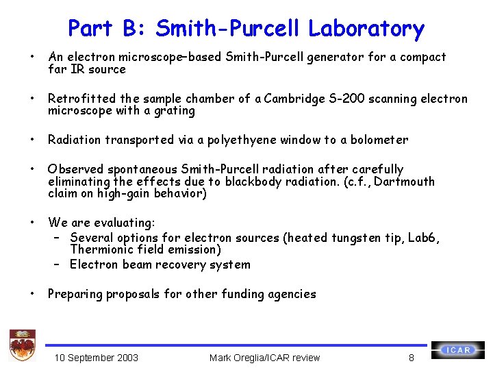 Part B: Smith-Purcell Laboratory • An electron microscope–based Smith-Purcell generator for a compact far