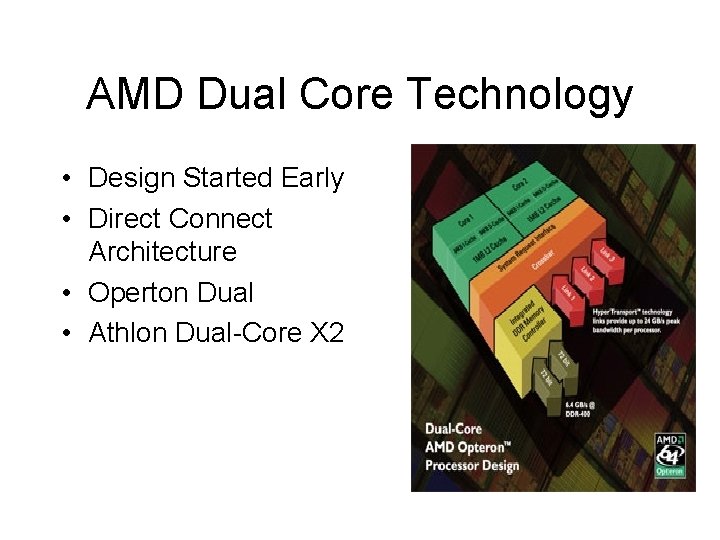 AMD Dual Core Technology • Design Started Early • Direct Connect Architecture • Operton AMD Dual Core Technology • Design Started Early • Direct Connect Architecture • Operton