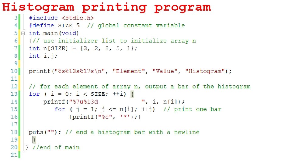 Histogram printing program 