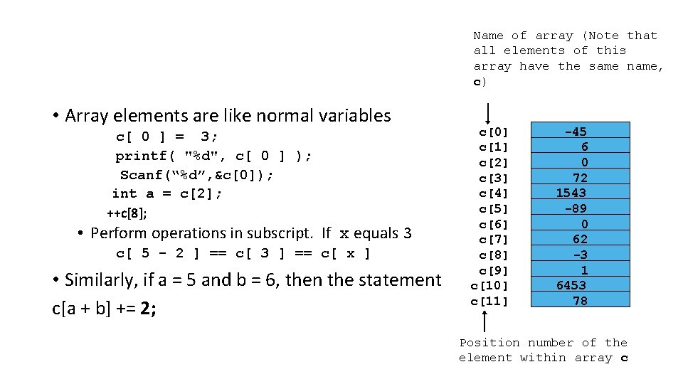 Name of array (Note that all elements of this array have the same name,