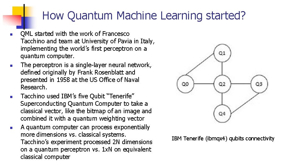 How Quantum Machine Learning started? n n QML started with the work of Francesco