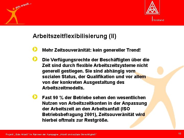 Vorstand Arbeitszeitflexibilisierung (II) Mehr Zeitsouveränität: kein genereller Trend! Die Verfügungsrechte der Beschäftigten über die