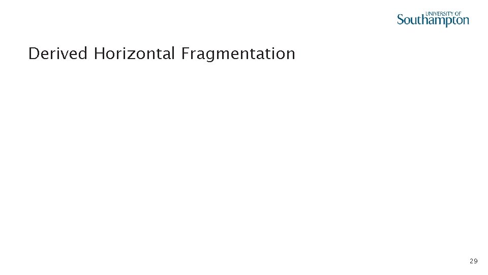  • Derived Horizontal Fragmentation 29 