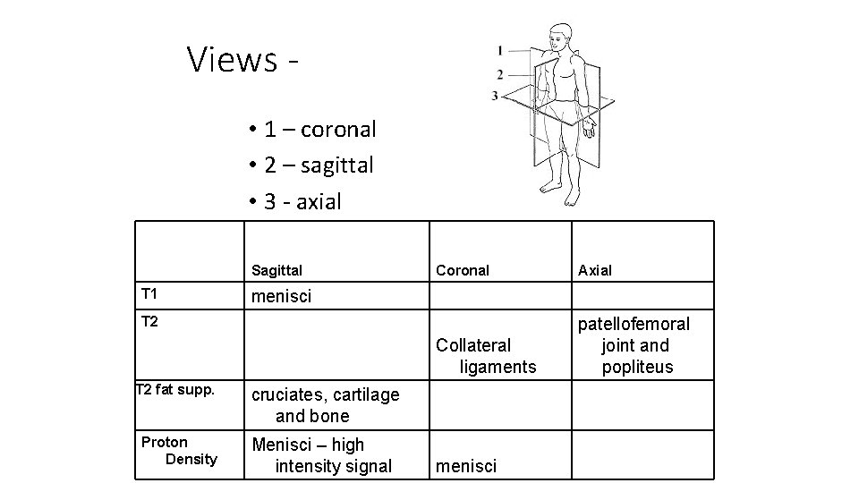 Views - • 1 – coronal • 2 – sagittal • 3 - axial