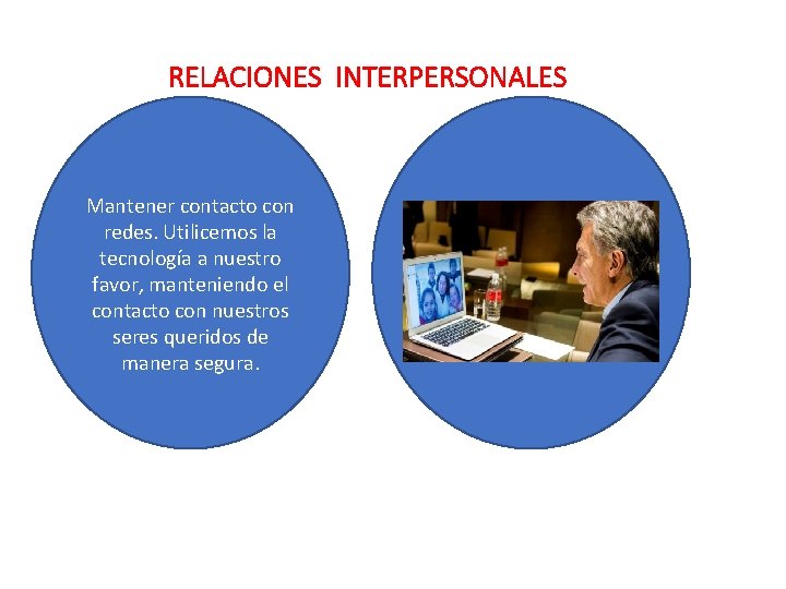 RELACIONES INTERPERSONALES Mantener contacto con redes. Utilicemos la tecnología a nuestro favor, manteniendo el