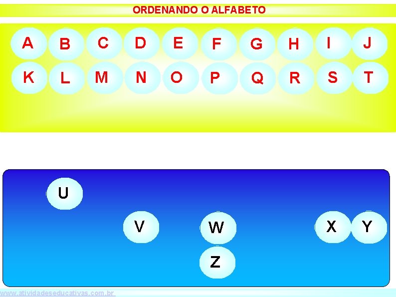 ORDENANDO O ALFABETO A B C D E F G H I J K