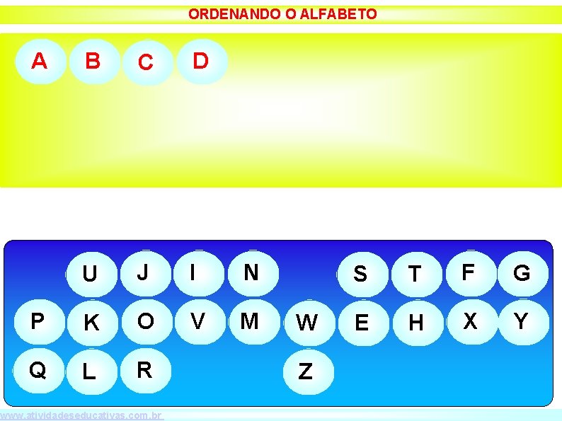 ORDENANDO O ALFABETO A B C D U J I N P K O