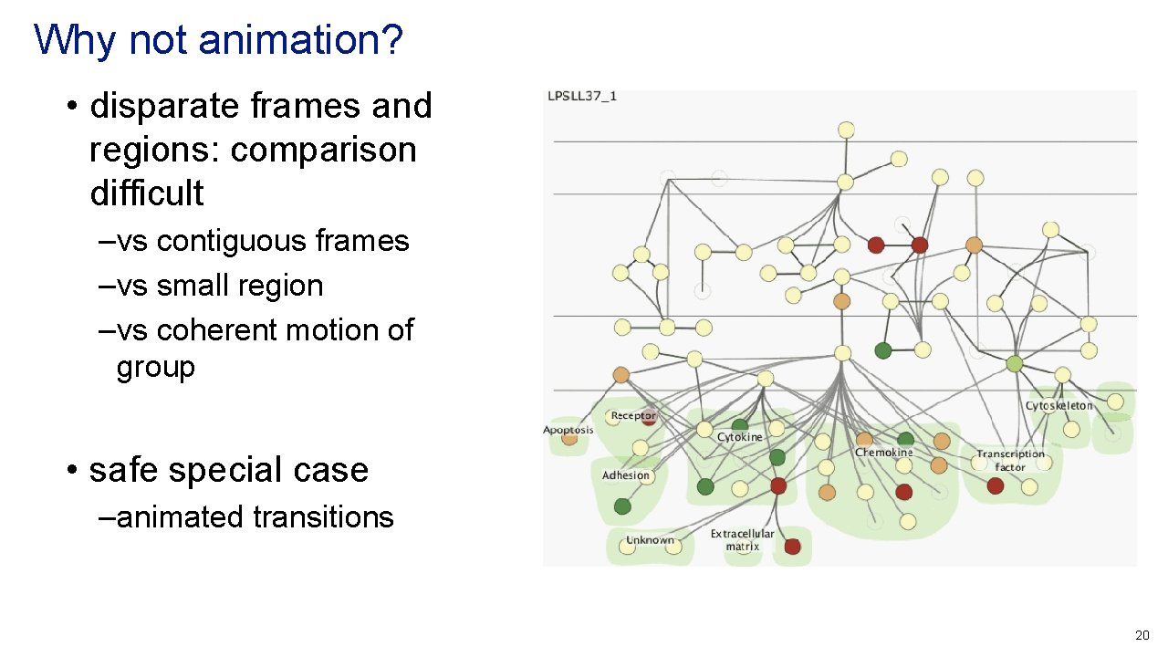 Why not animation? • disparate frames and regions: comparison difficult – vs contiguous frames
